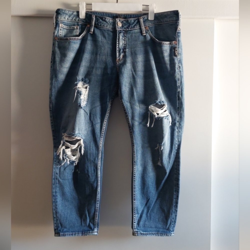 Silver Jeans Boyfriend Distressed Jeans 33x25 - Picture 2 of 7